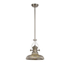 NLK01279 Louis 1 Light Telescopic Pendant With 30cm Round Glass Shade Polished Nickel/Smoked