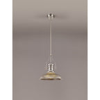 NLK01279 Louis 1 Light Telescopic Pendant With 30cm Round Glass Shade Polished Nickel/Smoked