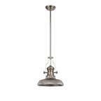 NLK01279 Louis 1 Light Telescopic Pendant With 30cm Round Glass Shade Polished Nickel/Smoked