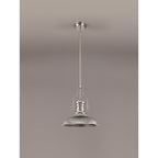 NLK01279 Louis 1 Light Telescopic Pendant With 30cm Round Glass Shade Polished Nickel/Smoked