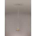 NLK01279 Louis 1 Light Telescopic Pendant With 30cm Round Glass Shade Polished Nickel/Smoked