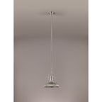NLK01279 Louis 1 Light Telescopic Pendant With 30cm Round Glass Shade Polished Nickel/Smoked