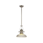 NLK01289 Louis 1 Light Telescopic Pendant With 30cm Round Glass Shade Polished Nickel/Clear