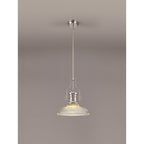 NLK01289 Louis 1 Light Telescopic Pendant With 30cm Round Glass Shade Polished Nickel/Clear
