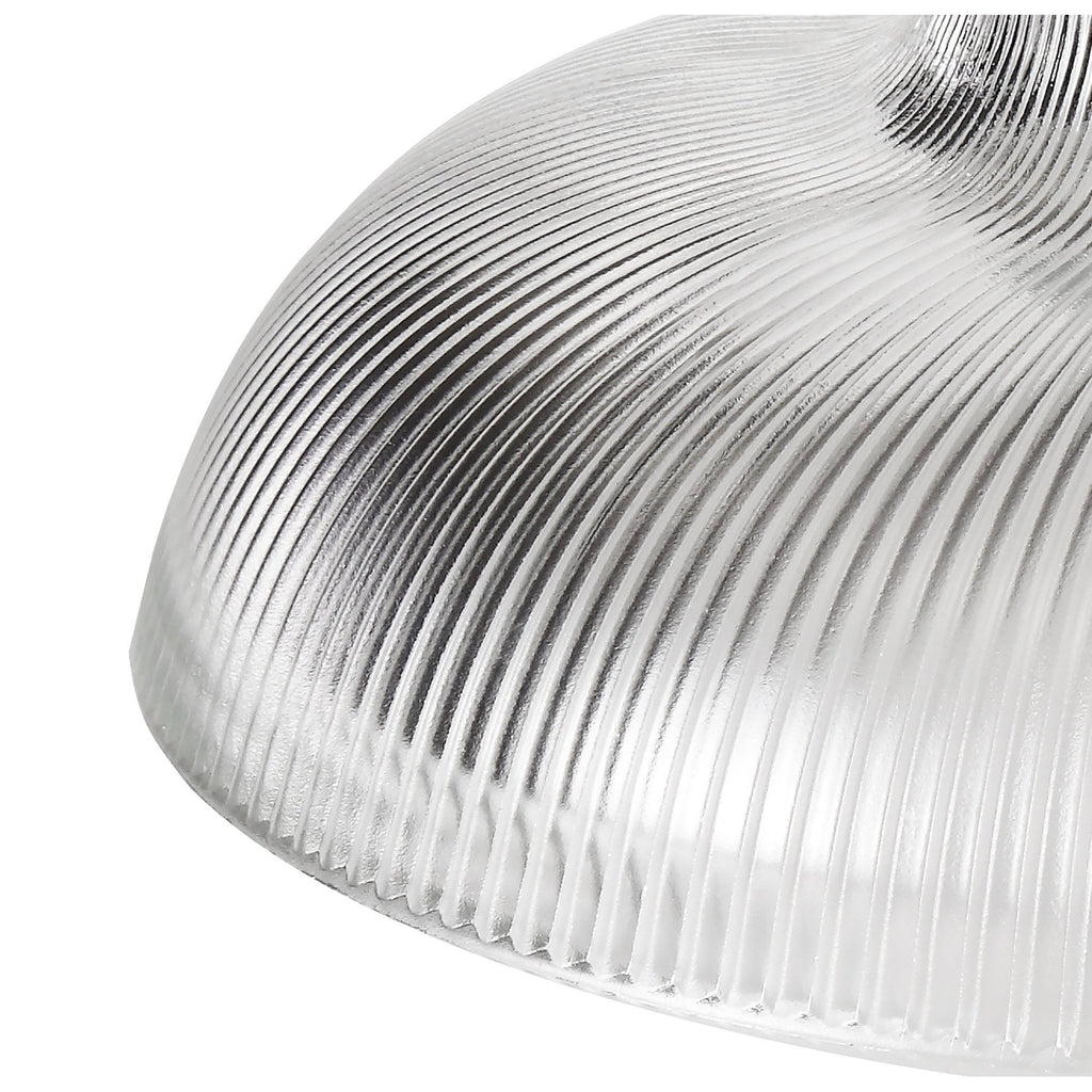 NLK01289 Louis 1 Light Telescopic Pendant With 30cm Round Glass Shade Polished Nickel/Clear