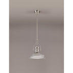 NLK01289 Louis 1 Light Telescopic Pendant With 30cm Round Glass Shade Polished Nickel/Clear