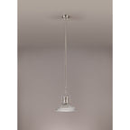 NLK01289 Louis 1 Light Telescopic Pendant With 30cm Round Glass Shade Polished Nickel/Clear
