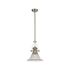NLK01299 Louis 1 Light Telescopic Pendant With 30cm Bell Glass Shade Polished Nickel/Clear