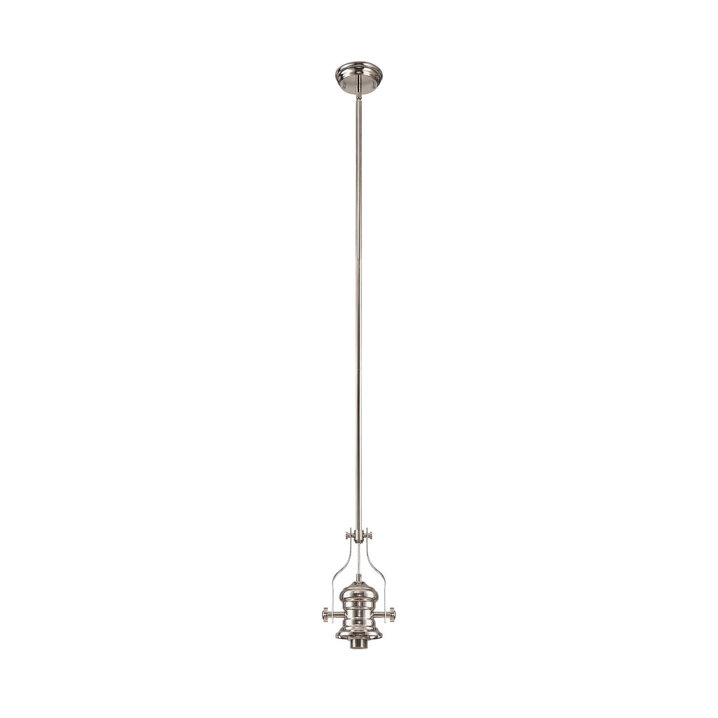 NLK01309 Louis 1 Light Telescopic Pendant With 30cm Cone Glass Shade Polished Nickel/Clear