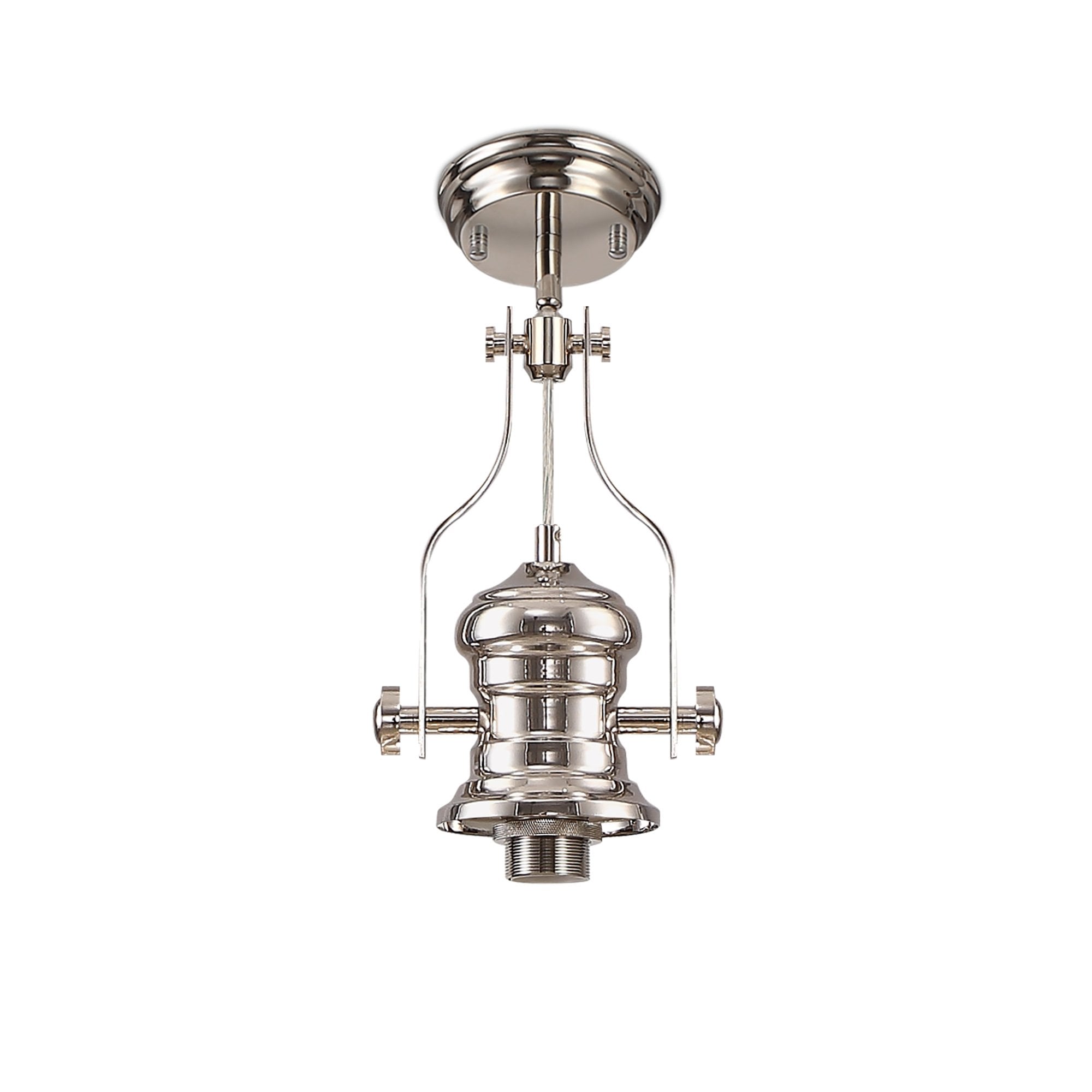 NLK01309 Louis 1 Light Telescopic Pendant With 30cm Cone Glass Shade Polished Nickel/Clear