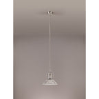 NLK01309 Louis 1 Light Telescopic Pendant With 30cm Cone Glass Shade Polished Nickel/Clear