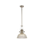 NLK01319 Louis 1 Light Telescopic Pendant With 30cm Dome Glass Shade Polished Nickel/Clear