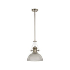 NLK01319 Louis 1 Light Telescopic Pendant With 30cm Dome Glass Shade Polished Nickel/Clear