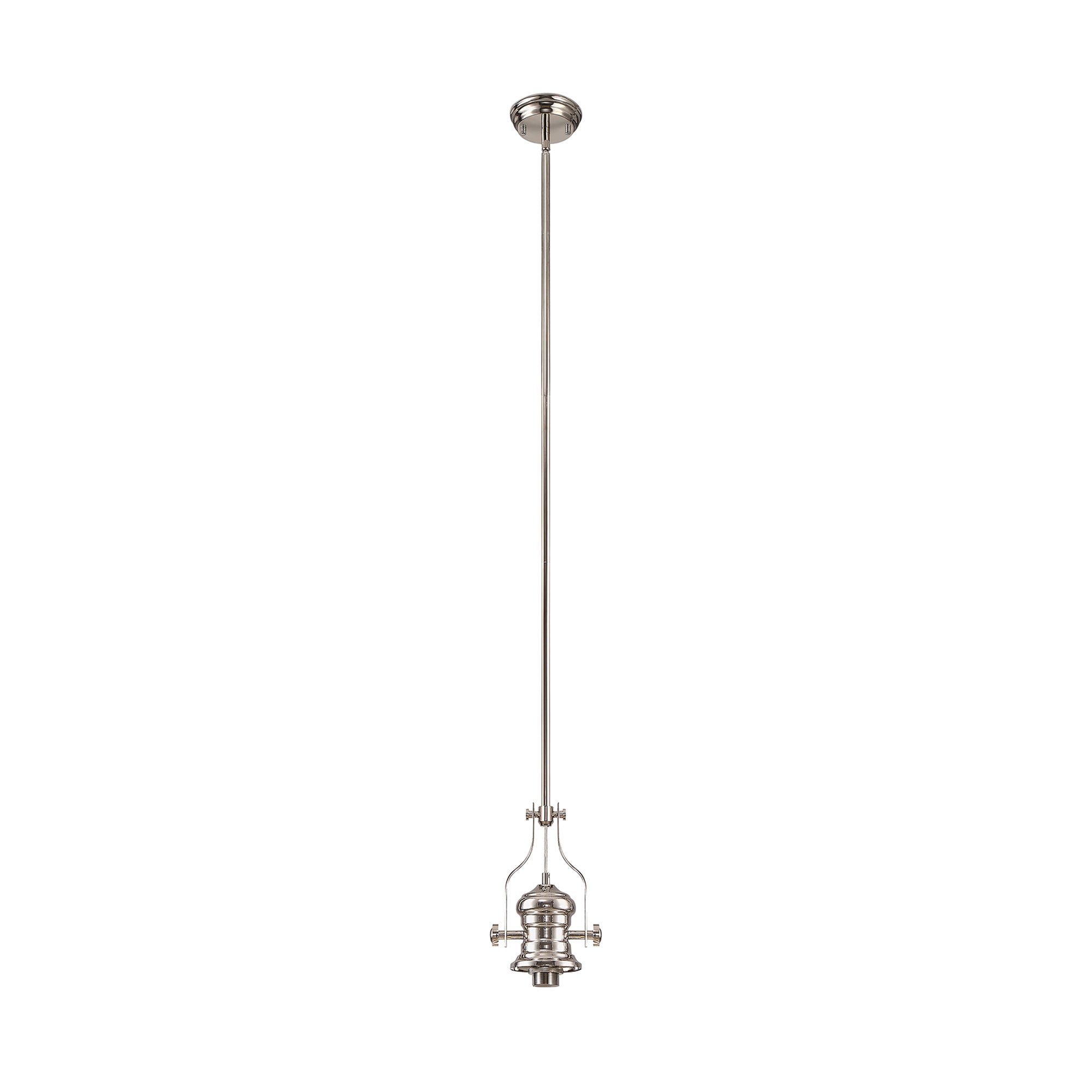 NLK01319 Louis 1 Light Telescopic Pendant With 30cm Dome Glass Shade Polished Nickel/Clear