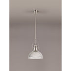 NLK01319 Louis 1 Light Telescopic Pendant With 30cm Dome Glass Shade Polished Nickel/Clear