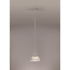 NLK01319 Louis 1 Light Telescopic Pendant With 30cm Dome Glass Shade Polished Nickel/Clear