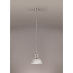 NLK01319 Louis 1 Light Telescopic Pendant With 30cm Dome Glass Shade Polished Nickel/Clear
