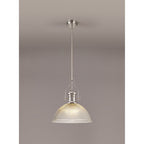 NLK01329 Louis 1 Light Telescopic Pendant With 38cm Dome Glass Shade Polished Nickel/Clear