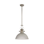 NLK01329 Louis 1 Light Telescopic Pendant With 38cm Dome Glass Shade Polished Nickel/Clear