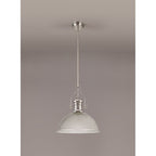NLK01329 Louis 1 Light Telescopic Pendant With 38cm Dome Glass Shade Polished Nickel/Clear