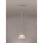 NLK01329 Louis 1 Light Telescopic Pendant With 38cm Dome Glass Shade Polished Nickel/Clear
