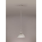 NLK01329 Louis 1 Light Telescopic Pendant With 38cm Dome Glass Shade Polished Nickel/Clear