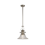 NLK01349 Louis 1 Light Telescopic Pendant With 30cm Smooth Bell Glass Shade Polished Nickel/Clear