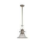 NLK01349 Louis 1 Light Telescopic Pendant With 30cm Smooth Bell Glass Shade Polished Nickel/Clear