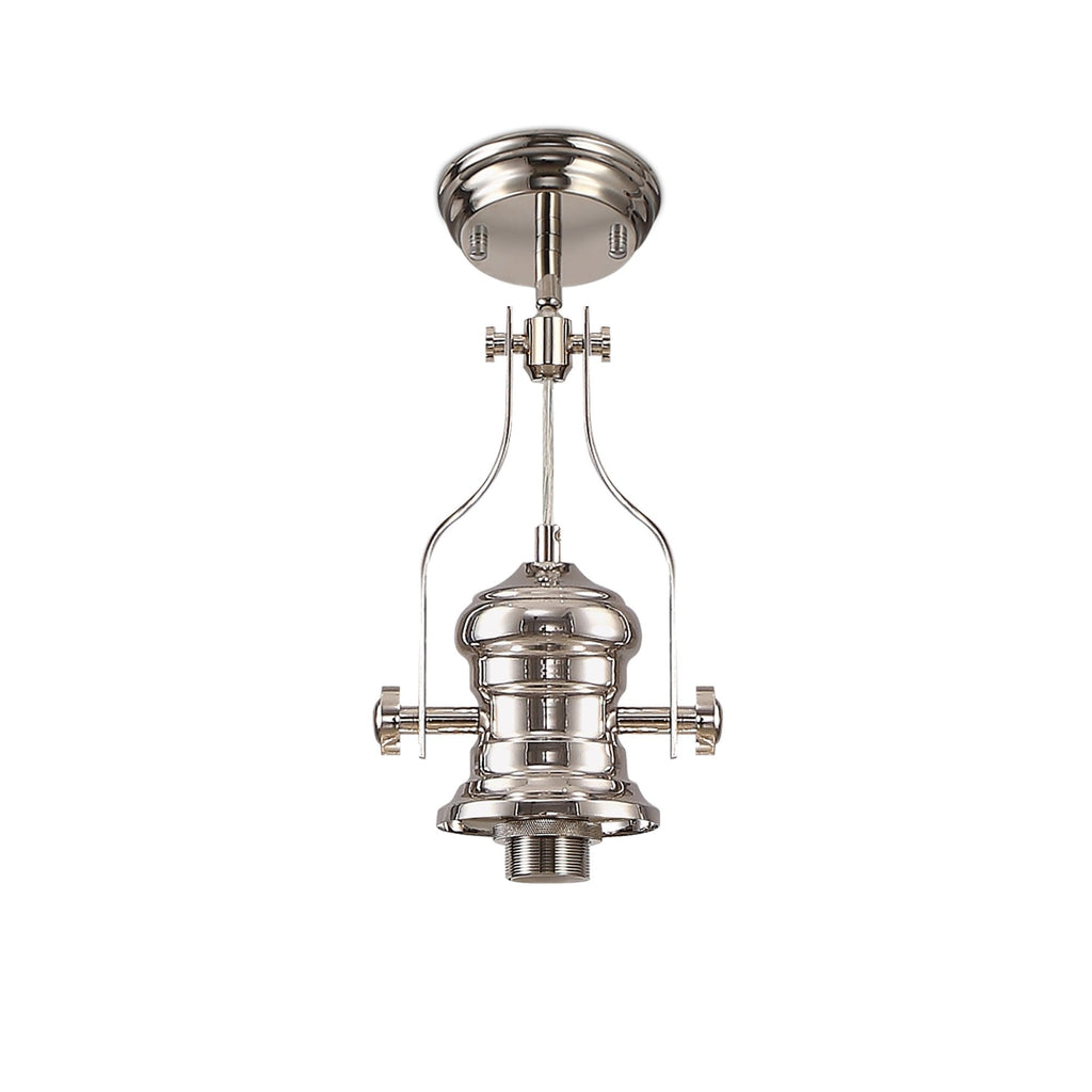 NLK01349 Louis 1 Light Telescopic Pendant With 30cm Smooth Bell Glass Shade Polished Nickel/Clear