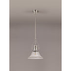 NLK01349 Louis 1 Light Telescopic Pendant With 30cm Smooth Bell Glass Shade Polished Nickel/Clear