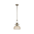 NLK01359 Louis 1 Light Telescopic Pendant With 26.5cm Prismatic Glass Shade Polished Nickel/Clear