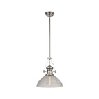 NLK01369 Louis 1 Light Telescopic Pendant With 33.5cm Prismatic Glass Shade Polished Nickel/Clear