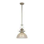 NLK01379 Louis 1 Light Telescopic Pendant With 30cm Prismatic Glass Shade Polished Nickel/Clear