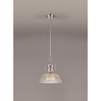 NLK01379 Louis 1 Light Telescopic Pendant With 30cm Prismatic Glass Shade Polished Nickel/Clear