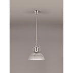 NLK01379 Louis 1 Light Telescopic Pendant With 30cm Prismatic Glass Shade Polished Nickel/Clear