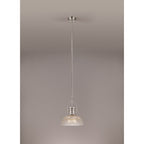 NLK01379 Louis 1 Light Telescopic Pendant With 30cm Prismatic Glass Shade Polished Nickel/Clear
