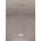 NLK01379 Louis 1 Light Telescopic Pendant With 30cm Prismatic Glass Shade Polished Nickel/Clear