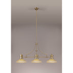 NLK03529 Louis 3 Light Telescopic Pendant With 30cm Round Glass Shade Antique Brass/Amber