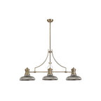 NLK03539 Louis 3 Light Telescopic Pendant With 30cm Round Glass Shade Antique Brass/Smoked