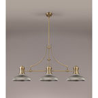 NLK03539 Louis 3 Light Telescopic Pendant With 30cm Round Glass Shade Antique Brass/Smoked