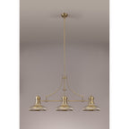 NLK03539 Louis 3 Light Telescopic Pendant With 30cm Round Glass Shade Antique Brass/Smoked