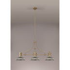 NLK03539 Louis 3 Light Telescopic Pendant With 30cm Round Glass Shade Antique Brass/Smoked