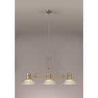 NLK03549 Louis 3 Light Telescopic Pendant With 30cm Round Glass Shade Antique Brass/Clear
