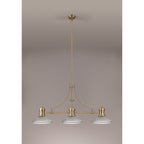 NLK03549 Louis 3 Light Telescopic Pendant With 30cm Round Glass Shade Antique Brass/Clear