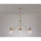 NLK03559 Louis 3 Light Telescopic Pendant With 30cm Bell Glass Shade Antique Brass/Clear