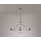 NLK03559 Louis 3 Light Telescopic Pendant With 30cm Bell Glass Shade Antique Brass/Clear