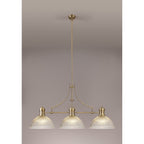 NLK03589 Louis 3 Light Telescopic Pendant With 38cm Dome Glass Shade Antique Brass/Clear