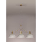 NLK03589 Louis 3 Light Telescopic Pendant With 38cm Dome Glass Shade Antique Brass/Clear