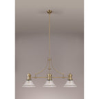 NLK03609 Louis 3 Light Telescopic Pendant With 30cm Smooth Bell Glass Shade Antique Brass/Clear