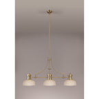 NLK03619 Louis 3 Light Telescopic Pendant With 26.5cm Prismatic Glass Shade Antique Brass/Clear